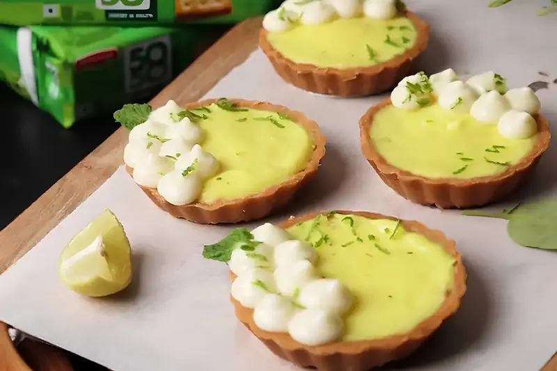 Sweet and salty biscuit lemon tart recipe.