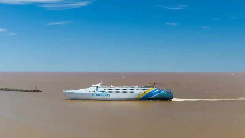 Ferry traveling from Buenos Aires, Argentina to Colonia, Uruguay.