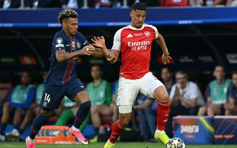 William Saliba has not played for Arsenal since last season’s Champions League final (AFP/Getty)