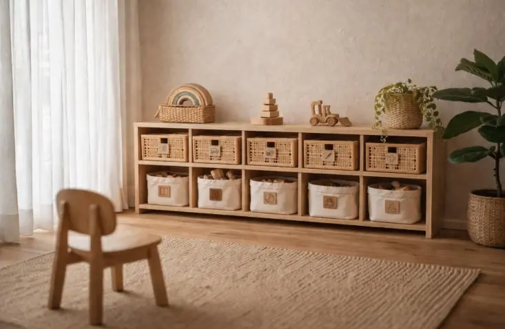 Keep your child's room clean with organisers. 