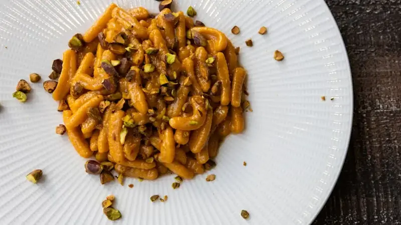 Carrot Cavatelli with Lemon Brown Butter, Parmesan, and Toasted Pistachios