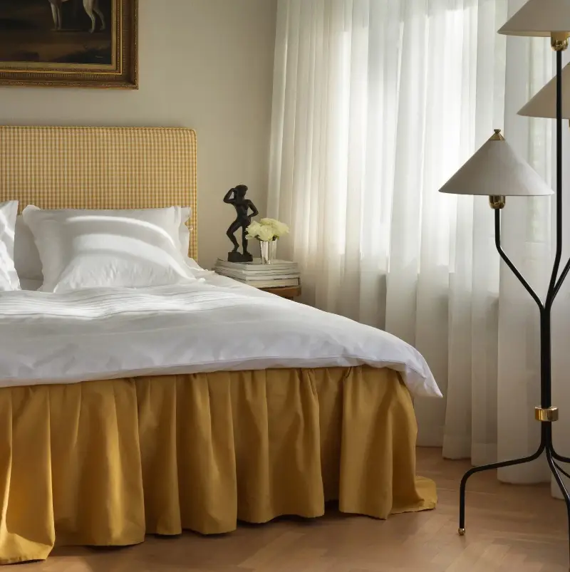 If you’re looking for inspiration, match the colour of your bed skirt to the headboard - Mille Notti