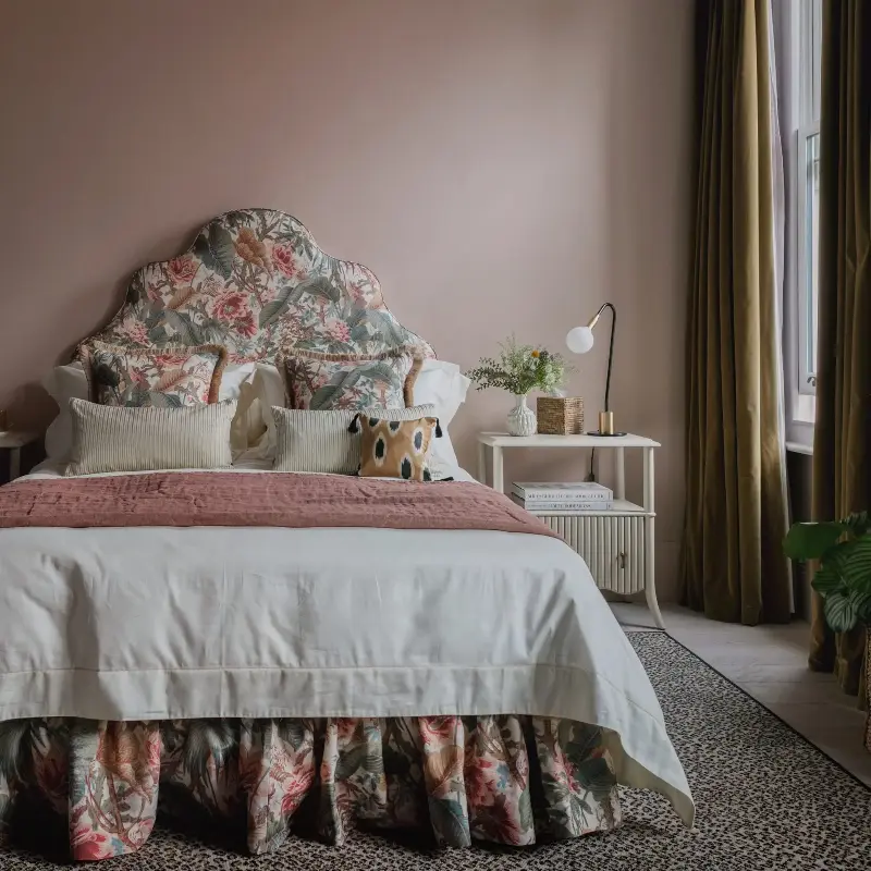 If your bedroom feels a little flat, try adding a bed skirt in a textured fabric to introduce softness and depth - Trove by Studio Duggan