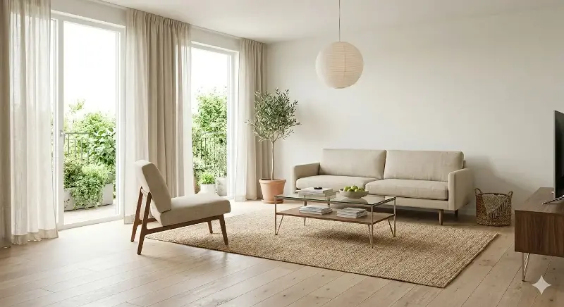 Position one rug under the key furniture in the room, instead of going for multiple. 