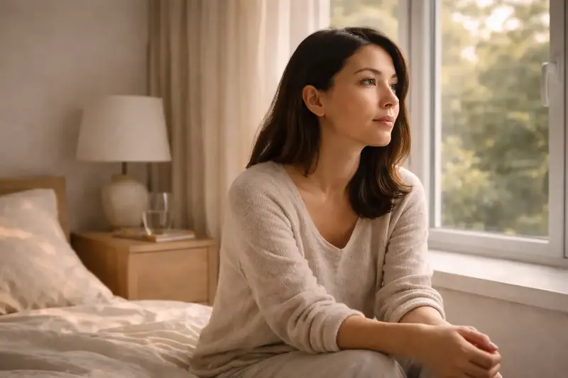 Singaporean Woman Sitting Quietly Indoors