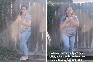 Sisters find tiny kitten alone on the street, then the truth comes out