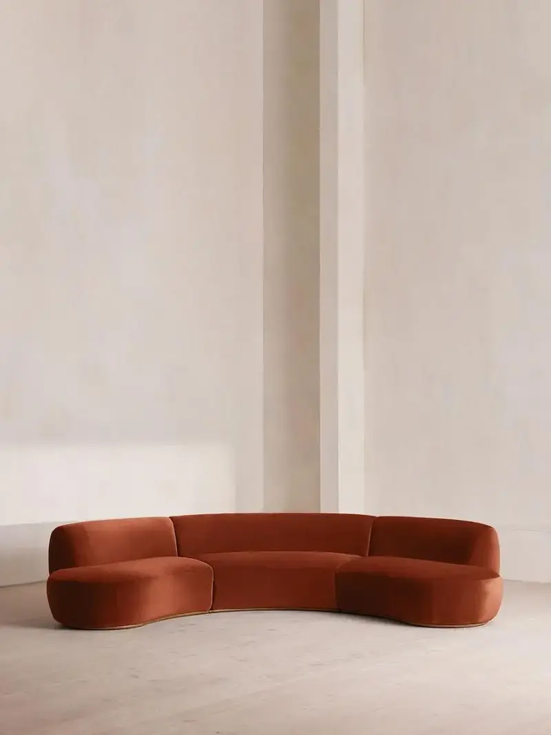 Aline Serpentine Modular Sofa, Four Seater, Rust Velvet, Uk