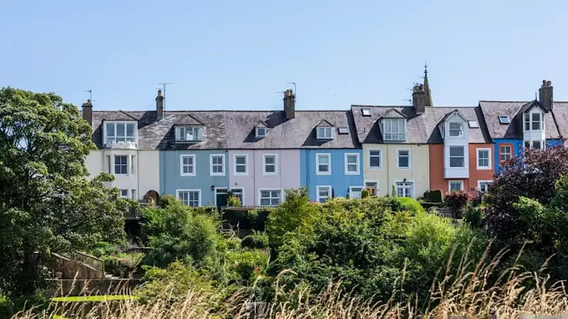 Pretty Pastel Shade Houses in Alnmouth  Alnwick Northumberland