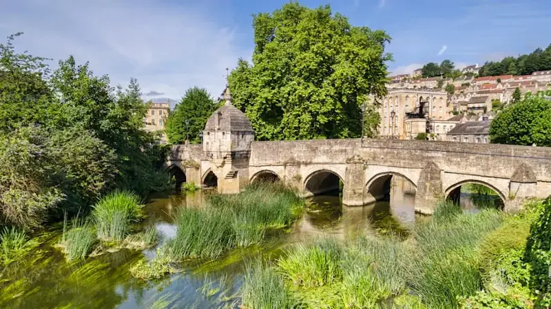 The historic Town Bridge in Bradford-on-Avon, Wiltshire, England.