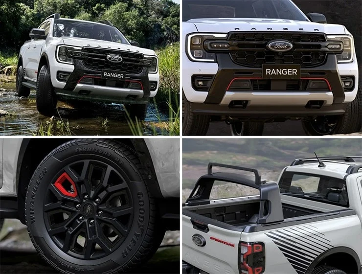 A close-up view of the distinctive C-shaped LED headlight cluster on the Ford Ranger.