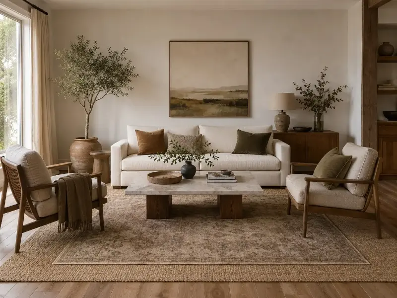 Choose rugs which match the style of the furniture. 