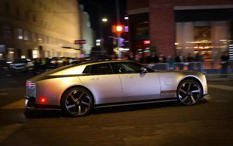 Jaguar threw out the original pink for its first EV, opting instead for ‘unremarkable’ silver, grey, white and black - Reuters/Mike Segar