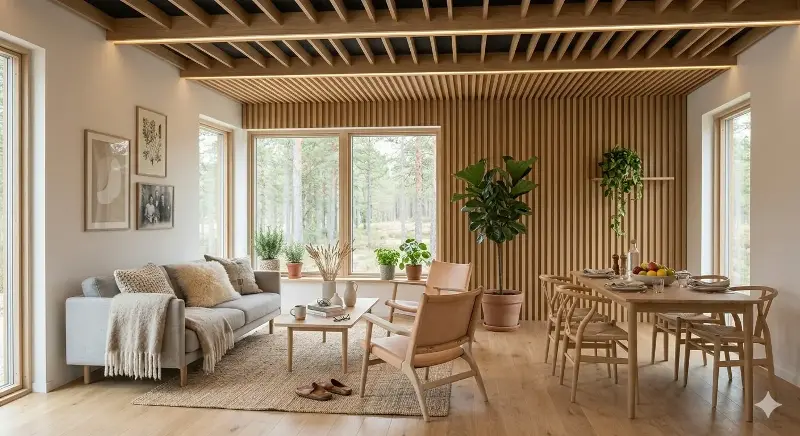 Wooden ceilings have a rustic charm. 