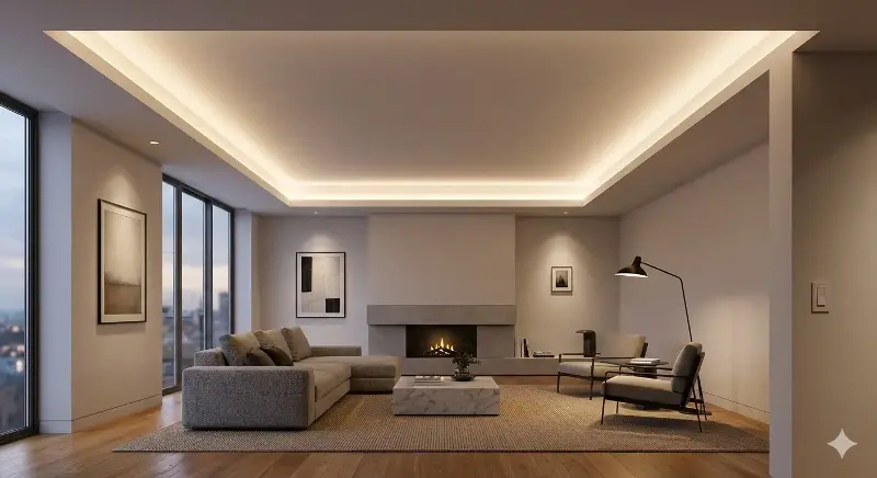 Cove ceiling is perfect for contemporary aesthetics. 