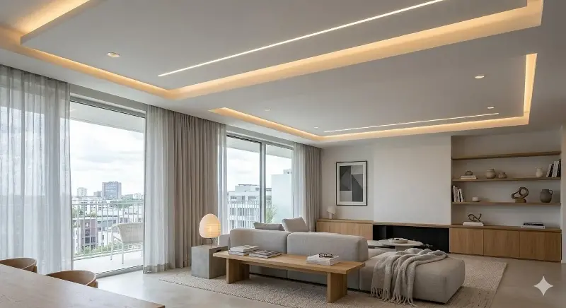 Minimalist style has a lot of clean lines, making gypsum ceilings more suitable. 