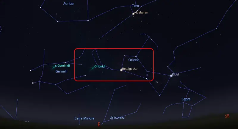 orionidi stelle cadenti d'autunno