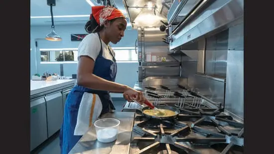 In The Bear, Sydney makes a cheesy omelette.