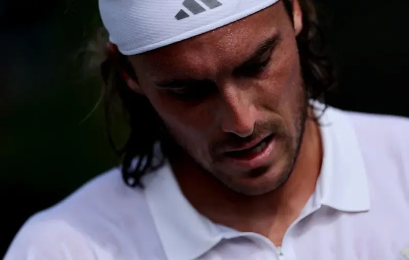 Stefanos Tsitsipas is working hard to regain his peak form in training.