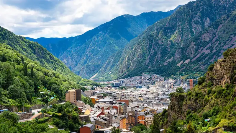 aerial view of the city of Andorra la Vella, capital of Andorra