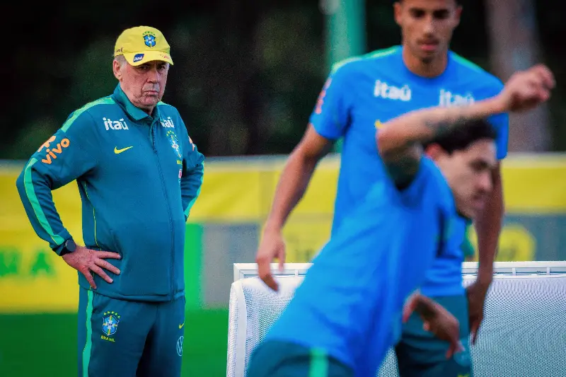 Brazil's head coach Carlo Ancelotti at a training session at Ballymore Stadium in Brisbane on Wednesday ahead of Friday’s friendly against Australia. 