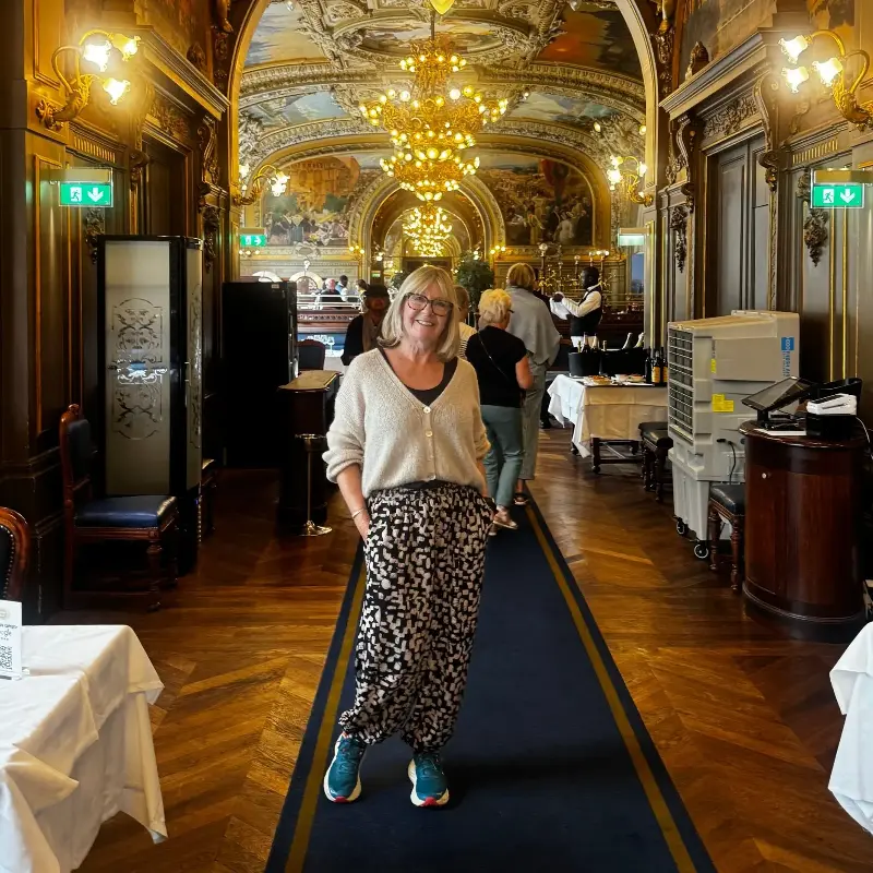 Writer Terry at the Le Train Bleu restaurant at Gare de Lyon