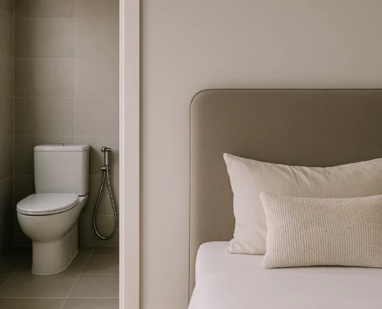 Absolutely do not let the foot of your bed face the toilet if you don't want this to happen! - Image 1.