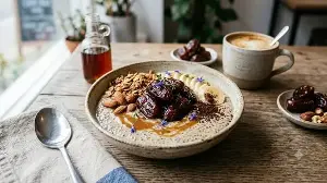 Fitness coach shares recipe for coffee chia yoghurt bowl with caramelised honey butter dates for a balanced breakfast
