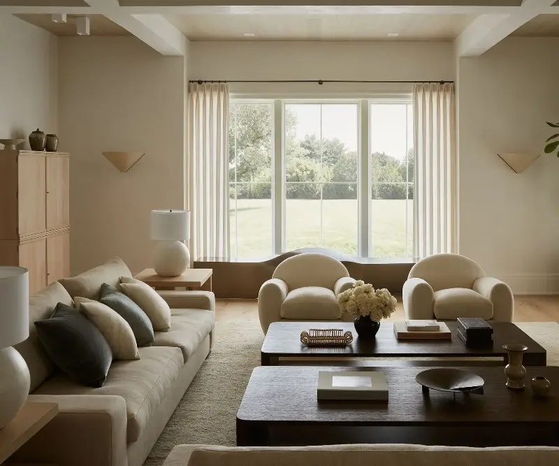 Delicate paper lampshades bring a warm, subdued glow to living rooms. (Image credit: Bergman Vass)