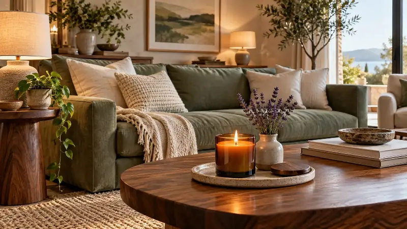 Scented candles create a soothing ambience. 