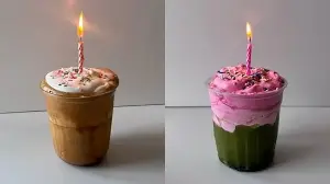 How to make a sprinkle-topped bday cake latte at home; take a look