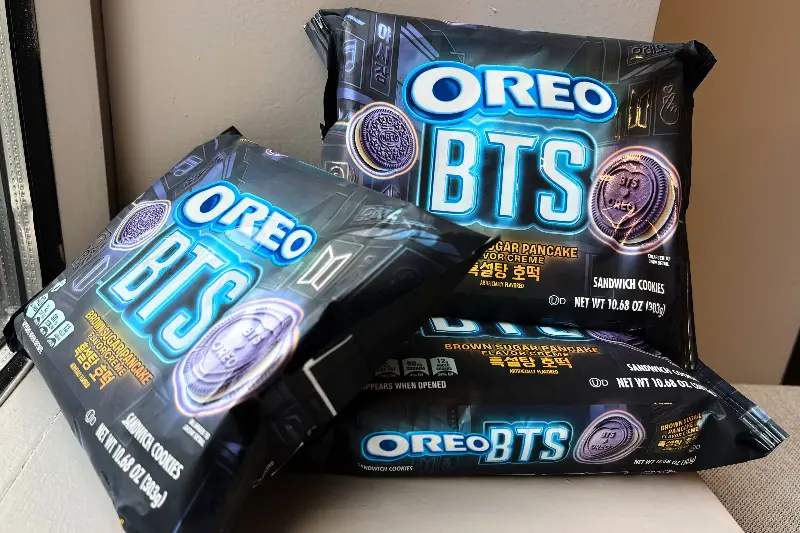 The new Oreo and BTS collaboration cookies are seen Monday, May 25, 2026, in New York. (AP Photo/Sydney Schaefer)