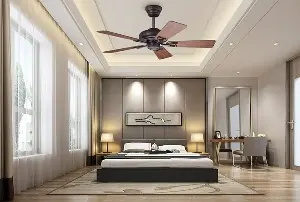 The correct and forbidden placement of ceiling fans in the bedroom according to feng shui.