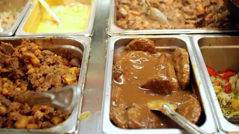 lunch buffet, meat dishes