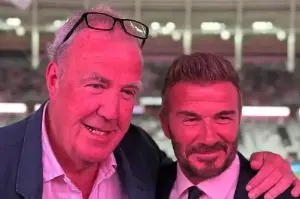 David Beckham brushes off Brooklyn woes as he celebrates Jeremy Clarkson's 66th birthday at Inter Miami match