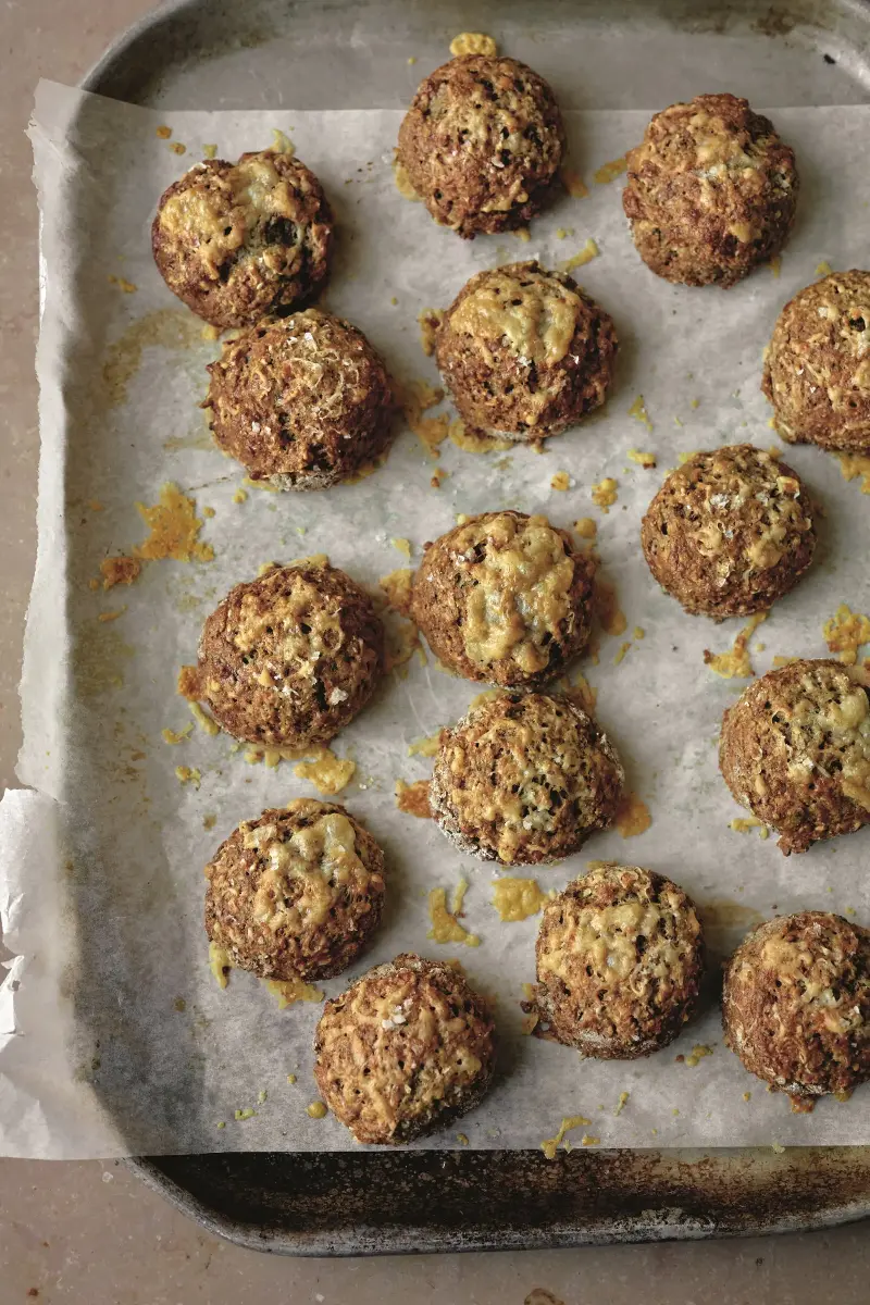 Packed with nuts, seeds and kefir, these savoury scones are particularly good topped with a spoonful of kimchi (Issy Croker)