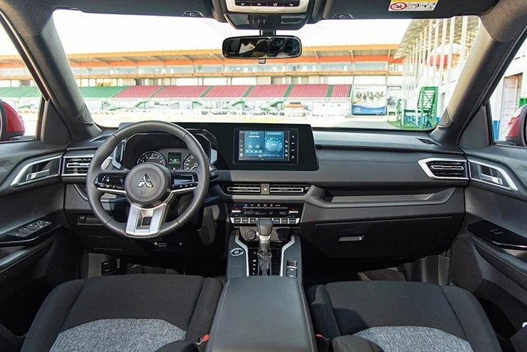 Modern interior with a dual-screen system spanning the dashboard.
