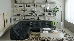 Glass Blocks, Brushed Steel, Black Leather Togo — This Milanese Brutalist-Inspired Home is a Textural Masterpiece