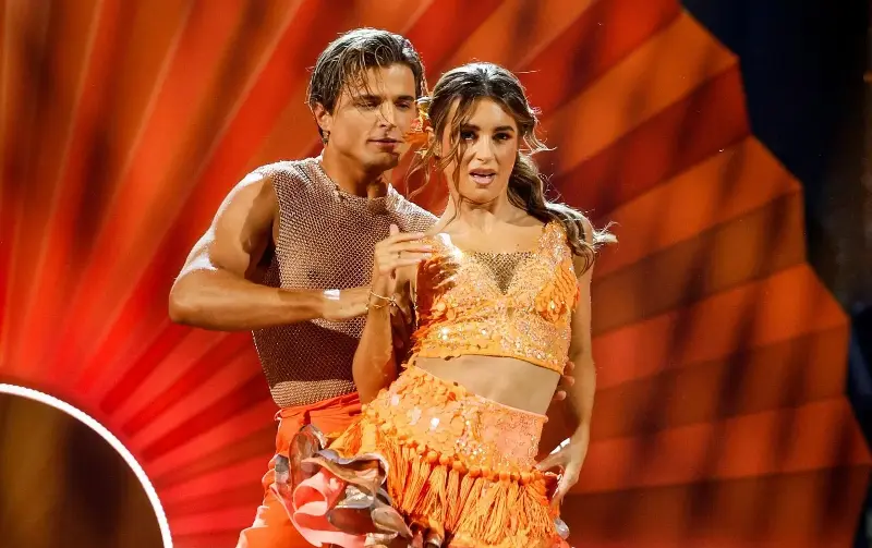 Dani Dyer and Nikita Kuzmin moved up the leaderboard with their salsa - Guy Levy/BBC