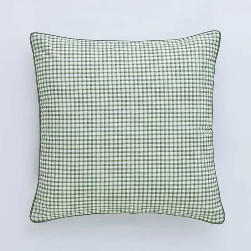 green gingham cushion