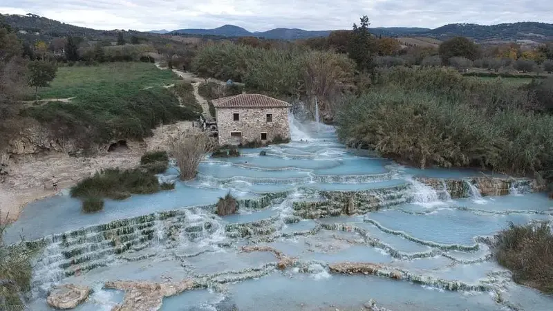 Cascate del Mulino hot springs in Tuscany, Italy