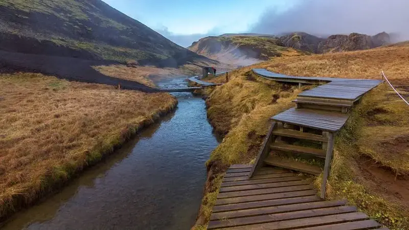 Hot river in Reykjadalur, Iceland