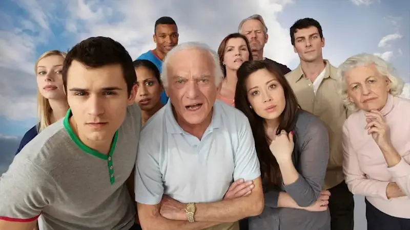 group of people staring right at the camera