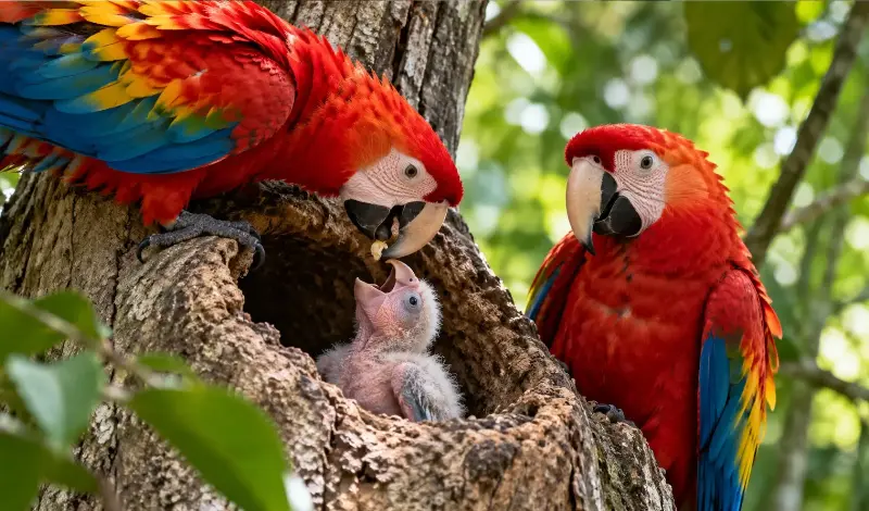 Las guacamayas que sacrifican a sus crías para salvar al resto de la familia