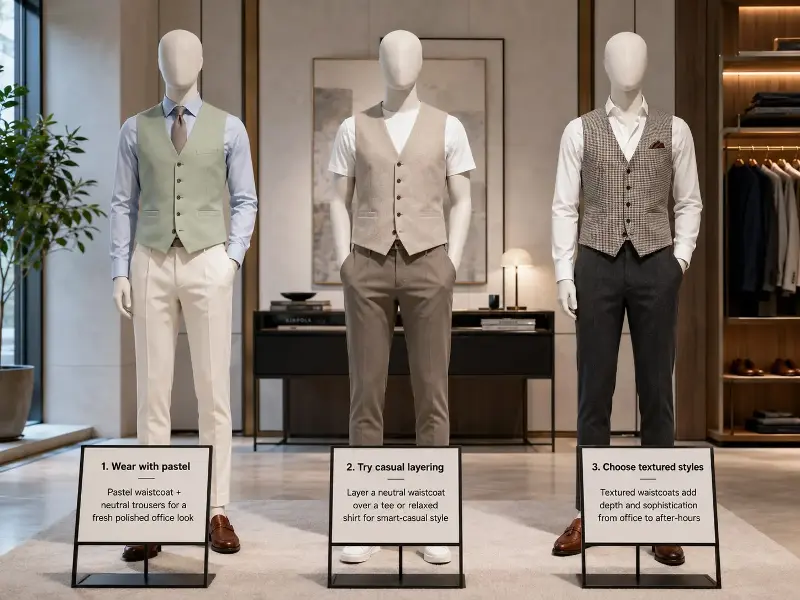 You have the option to experiment with a wide range of waistcoat styles, showcasing the versatility of a piece that was once reserved mainly for formalwear.
