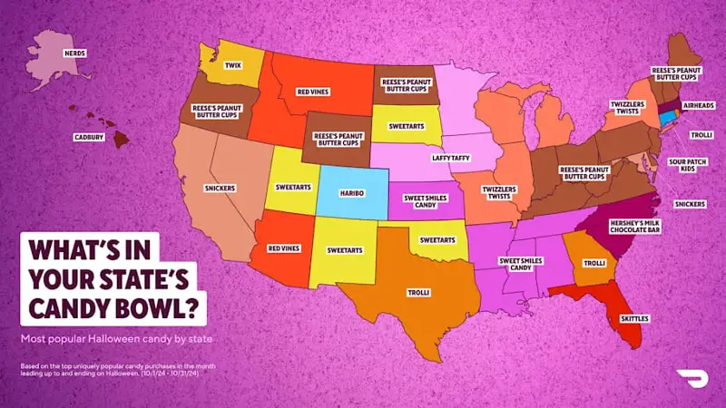 doordash map of candy