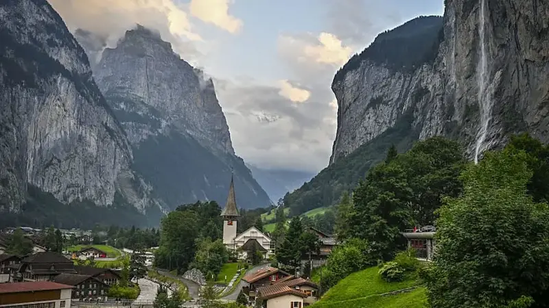 Lauterbrunnen Valley in the middle of the Alps