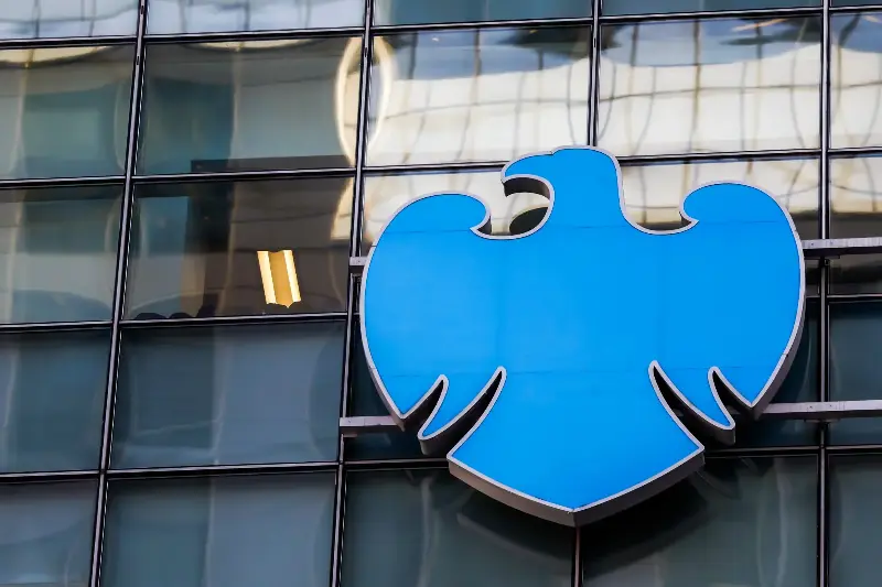 The logo of Barclays PLC (BCS) is photographed at its headquarters on October 21, 2026.