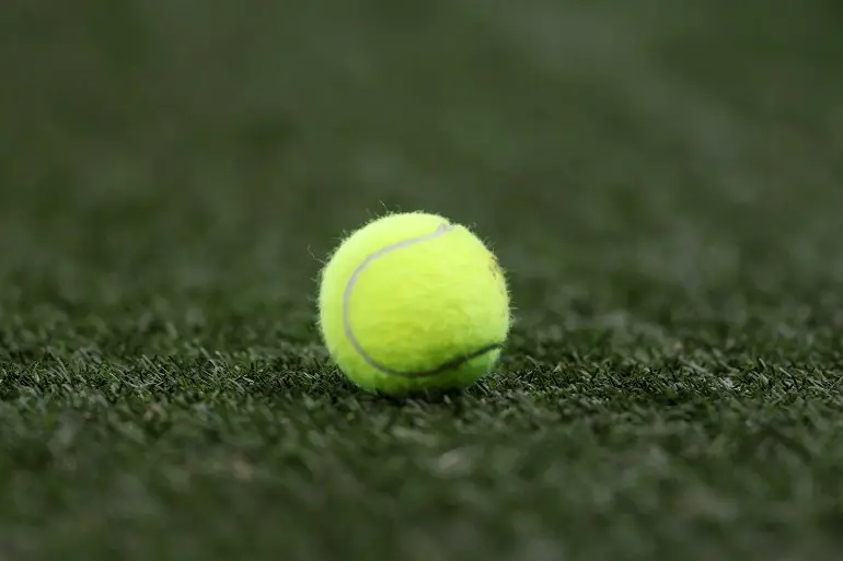 HAMBURG, GERMANY - MARCH 01: A detailed view of a tennis ball thrown on to the pitch by fans of Hamburger SV prior to the Bundesliga match between Hamburger SV and RB Leipzig at Volksparkstadion on March 01, 2026 in Hamburg, Germany. (Photo by Selim Sudheimer/Getty Images)