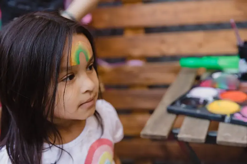 child painting emotion wheel