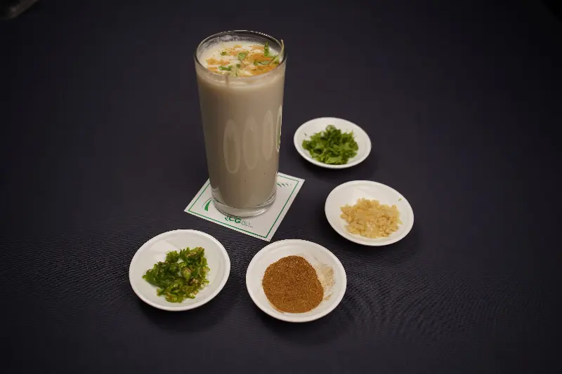 Masala chaas is a savoury drink with spices listed as ingredients. 